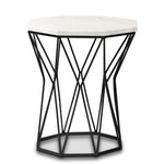 Load image into Gallery viewer, Baxton Studio Venedict Modern And Contemporary Black Metal End Table With Marble Tabletop
