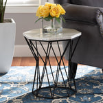 Load image into Gallery viewer, Baxton Studio Venedict Modern And Contemporary Black Metal End Table With Marble Tabletop
