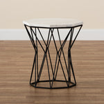 Load image into Gallery viewer, Baxton Studio Venedict Modern And Contemporary Black Metal End Table With Marble Tabletop
