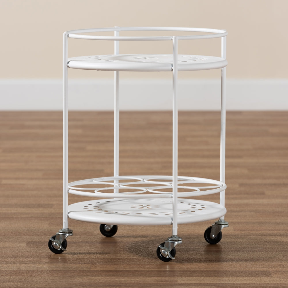 Baxton Studio Dallan Modern Industrial White Metal 2-Tier Kitchen Cart