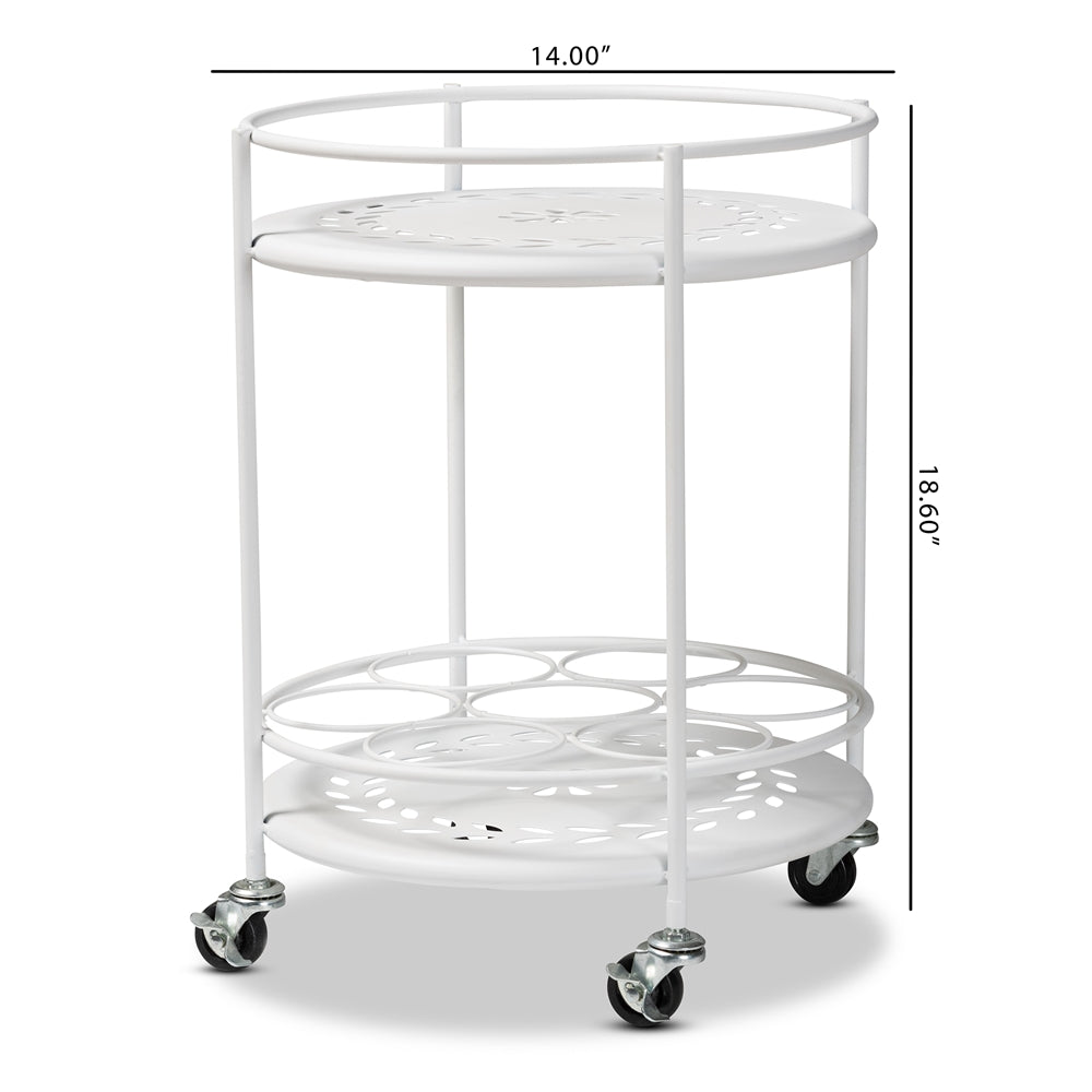 Baxton Studio Dallan Modern Industrial White Metal 2-Tier Kitchen Cart