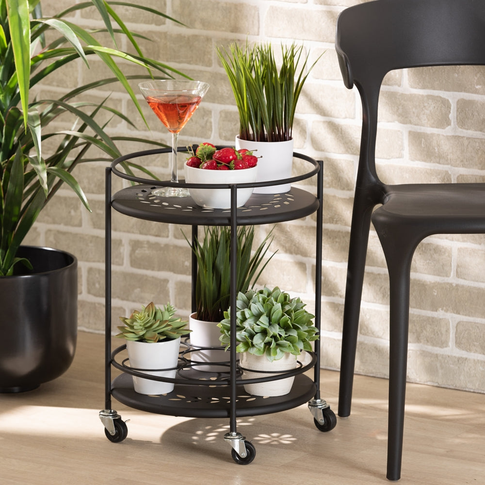 Baxton Studio Dallan Modern Industrial Black Metal 2-Tier Kitchen Cart