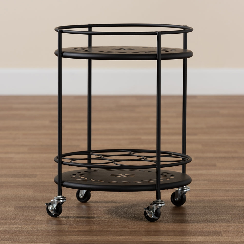 Baxton Studio Dallan Modern Industrial Black Metal 2-Tier Kitchen Cart