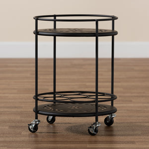 Baxton Studio Dallan Modern Industrial Black Metal 2-Tier Kitchen Cart