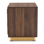 Load image into Gallery viewer, Baxton Studio Cormac Mid-Century Modern Transitional Walnut Brown Finished Wood And Gold Metal 2-Drawer Nightstand
