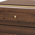 Load image into Gallery viewer, Baxton Studio Cormac Mid-Century Modern Transitional Walnut Brown Finished Wood And Gold Metal 2-Drawer Nightstand
