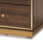 Load image into Gallery viewer, Baxton Studio Cormac Mid-Century Modern Transitional Walnut Brown Finished Wood And Gold Metal 2-Drawer Nightstand
