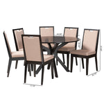 Load image into Gallery viewer, Baxton Studio Eira Modern Sand Fabric And Dark Brown Finished Wood 7-Piece Dining Set
