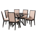 Load image into Gallery viewer, Baxton Studio Eira Modern Sand Fabric And Dark Brown Finished Wood 7-Piece Dining Set
