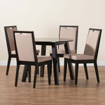 Load image into Gallery viewer, Baxton Studio Nia Modern Beige Fabric And Dark Brown Finished Wood 5-Piece Dining Set
