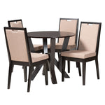 Load image into Gallery viewer, Baxton Studio Ansa Modern Sand Fabric And Dark Brown Finished Wood 5-Piece Dining Set
