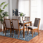 Load image into Gallery viewer, Baxton Studio Rosa Modern And Contemporary Grey Fabric Upholstered And Walnut Brown Finished Wood 7-Piece Dining Set
