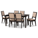 Load image into Gallery viewer, Baxton Studio Suvi Modern And Contemporary Sand Fabric Upholstered And Dark Brown Finished Wood 7-Piece Dining Set
