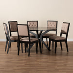 Load image into Gallery viewer, Baxton Studio Mana Modern Sand Fabric And Dark Brown Finished Wood 7-Piece Dining Set
