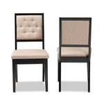 Load image into Gallery viewer, Baxton Studio Gideon Modern And Contemporary Sand Fabric Upholstered And Dark Brown Finished Wood 2-Piece Dining Chair Set
