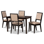 Load image into Gallery viewer, Baxton Studio Suvi Modern And Contemporary Sand Fabric Upholstered And Dark Brown Finished Wood 5-Piece Dining Set
