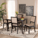 Load image into Gallery viewer, Baxton Studio Suvi Modern And Contemporary Sand Fabric Upholstered And Dark Brown Finished Wood 5-Piece Dining Set
