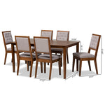 Load image into Gallery viewer, Baxton Studio Suvi Modern And Contemporary Grey Fabric Upholstered And Walnut Brown Finished Wood 7-Piece Dining Set
