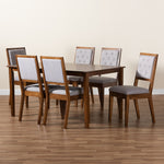 Load image into Gallery viewer, Baxton Studio Suvi Modern And Contemporary Grey Fabric Upholstered And Walnut Brown Finished Wood 7-Piece Dining Set
