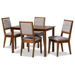 Load image into Gallery viewer, Baxton Studio Suvi Modern And Contemporary Grey Fabric Upholstered And Walnut Brown Finished Wood 5-Piece Dining Set
