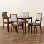 Load image into Gallery viewer, Baxton Studio Suvi Modern And Contemporary Grey Fabric Upholstered And Walnut Brown Finished Wood 5-Piece Dining Set
