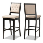 Load image into Gallery viewer, Baxton Studio Gideon Modern And Contemporary Sand Fabric Upholstered And Dark Brown Finished Wood 2-Piece Bar Stool Set
