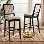 Load image into Gallery viewer, Baxton Studio Gideon Modern And Contemporary Sand Fabric Upholstered And Dark Brown Finished Wood 2-Piece Bar Stool Set
