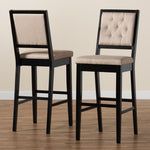 Load image into Gallery viewer, Baxton Studio Gideon Modern And Contemporary Sand Fabric Upholstered And Dark Brown Finished Wood 2-Piece Bar Stool Set
