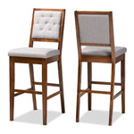 Load image into Gallery viewer, Baxton Studio Gideon Modern And Contemporary Grey Fabric Upholstered And Walnut Brown Finished Wood 2-Piece Bar Stool Set
