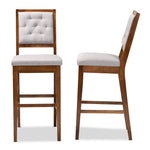 Load image into Gallery viewer, Baxton Studio Gideon Modern And Contemporary Grey Fabric Upholstered And Walnut Brown Finished Wood 2-Piece Bar Stool Set
