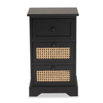 Load image into Gallery viewer, Baxton Studio Dacey Mid-Century Modern Transitional Espresso Brown Finished Wood And Rattan 3-Drawer Storage Cabinet
