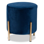 Load image into Gallery viewer, Baxton Studio Thurman Contemporary Glam And Luxe Navy Blue Velvet Fabric Upholstered And Gold Finished Metal Ottoman
