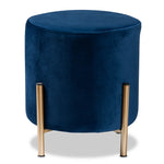 Load image into Gallery viewer, Baxton Studio Thurman Contemporary Glam And Luxe Navy Blue Velvet Fabric Upholstered And Gold Finished Metal Ottoman
