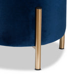 Load image into Gallery viewer, Baxton Studio Thurman Contemporary Glam And Luxe Navy Blue Velvet Fabric Upholstered And Gold Finished Metal Ottoman
