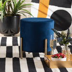 Load image into Gallery viewer, Baxton Studio Thurman Contemporary Glam And Luxe Navy Blue Velvet Fabric Upholstered And Gold Finished Metal Ottoman
