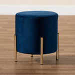 Load image into Gallery viewer, Baxton Studio Thurman Contemporary Glam And Luxe Navy Blue Velvet Fabric Upholstered And Gold Finished Metal Ottoman
