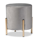 Load image into Gallery viewer, Baxton Studio Thurman Contemporary Glam And Luxe Grey Velvet Fabric Upholstered And Gold Finished Metal Ottoman
