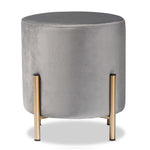 Load image into Gallery viewer, Baxton Studio Thurman Contemporary Glam And Luxe Grey Velvet Fabric Upholstered And Gold Finished Metal Ottoman
