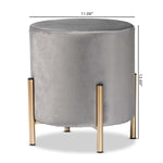 Load image into Gallery viewer, Baxton Studio Thurman Contemporary Glam And Luxe Grey Velvet Fabric Upholstered And Gold Finished Metal Ottoman
