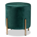 Load image into Gallery viewer, Baxton Studio Thurman Contemporary Glam And Luxe Green Velvet Fabric Upholstered And Gold Finished Metal Ottoman
