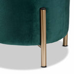 Load image into Gallery viewer, Baxton Studio Thurman Contemporary Glam And Luxe Green Velvet Fabric Upholstered And Gold Finished Metal Ottoman
