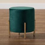 Load image into Gallery viewer, Baxton Studio Thurman Contemporary Glam And Luxe Green Velvet Fabric Upholstered And Gold Finished Metal Ottoman
