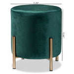 Load image into Gallery viewer, Baxton Studio Thurman Contemporary Glam And Luxe Green Velvet Fabric Upholstered And Gold Finished Metal Ottoman
