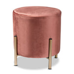 Load image into Gallery viewer, Baxton Studio Thurman Contemporary Glam And Luxe Pink Velvet Fabric Upholstered And Gold Finished Metal Ottoman
