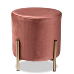 Load image into Gallery viewer, Baxton Studio Thurman Contemporary Glam And Luxe Pink Velvet Fabric Upholstered And Gold Finished Metal Ottoman
