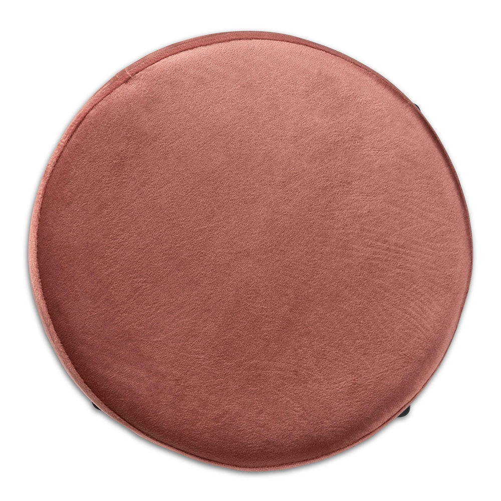 Baxton Studio Thurman Contemporary Glam And Luxe Pink Velvet Fabric Upholstered And Gold Finished Metal Ottoman