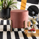 Load image into Gallery viewer, Baxton Studio Thurman Contemporary Glam And Luxe Pink Velvet Fabric Upholstered And Gold Finished Metal Ottoman
