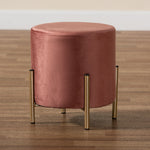 Load image into Gallery viewer, Baxton Studio Thurman Contemporary Glam And Luxe Pink Velvet Fabric Upholstered And Gold Finished Metal Ottoman
