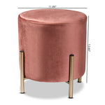 Load image into Gallery viewer, Baxton Studio Thurman Contemporary Glam And Luxe Pink Velvet Fabric Upholstered And Gold Finished Metal Ottoman
