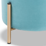 Load image into Gallery viewer, Baxton Studio Thurman Contemporary Glam And Luxe Sky Blue Velvet Fabric Upholstered And Gold Finished Metal Ottoman
